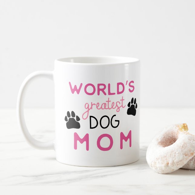 Pink World's Greatest Dog Mom With Photo Coffee Mug (With Donut)