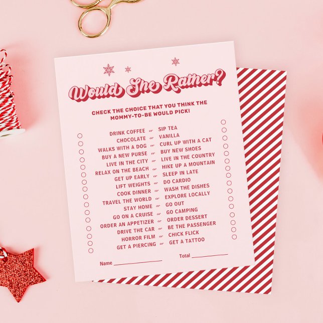 Pink Would She rather Christmas Baby Shower Game (Creator Uploaded)