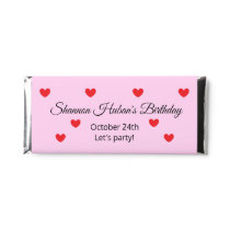Pink Wrapped with Hearts:  Birthday Hershey Bar Favors