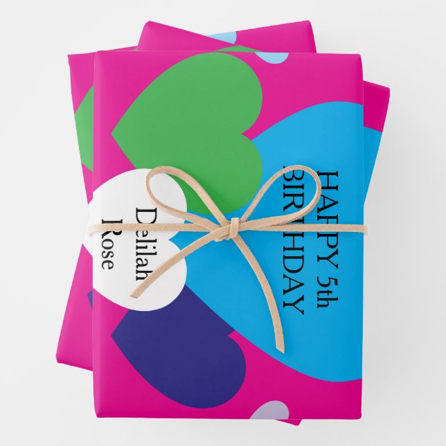 Pink Wrapping Paper Sheets w/ Hearts (In situ)