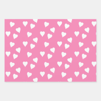 Pink Wrapping With White Hearts Wrapping Paper Sheets