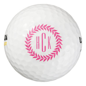 Pink Wreath Custom Monogram Golf Balls