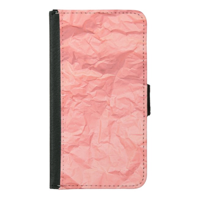 Pink Wrinkled Paper Texture Background Samsung Galaxy Wallet Case (Front)