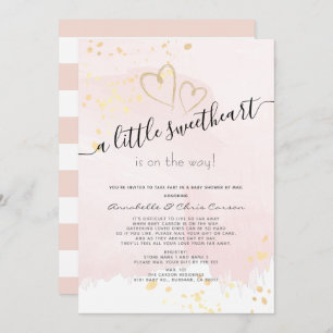 Pink x Gold Sweetheart Baby Showerby Mail Invitation