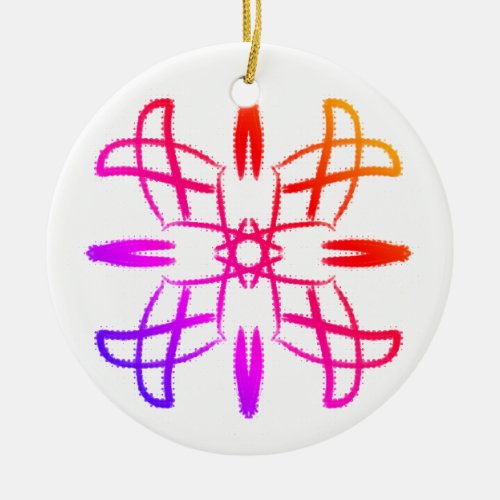 Pink X Marks the Spot Mandala 14  Ceramic Ornament