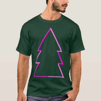 Pink Xmas Christmas Tree Minimalism Xmas Gay Lesbi T-Shirt