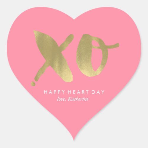 Pink XO Valentines Day Heart Sticker