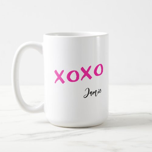 Pink Xoxo brush stroke personalize name Coffee Mug