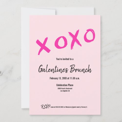 Pink XOXO Chic Galentines Brunch Party Invitation
