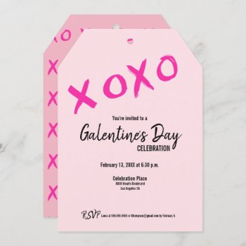 Pink Xoxo Cute Galentine's Day Party Invitation by Lorena_Depante at Zazzle