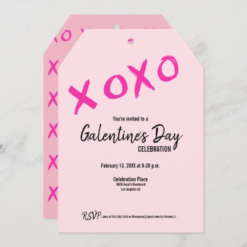 Pink XOXO Cute Galentines Day Party Invitation