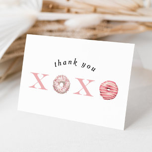 Pink XOXO Donut Valentine Thank You Card
