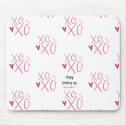 Pink &quot;XOXO&quot;Hearts Happy Valentine&#39;s Day  Mouse Pad