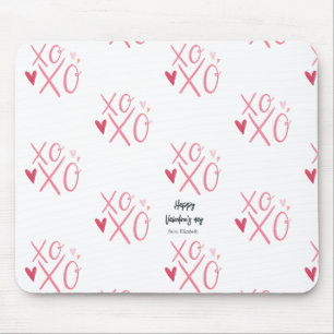 Pink "XOXO"Hearts Happy Valentine's Day Mouse Pad