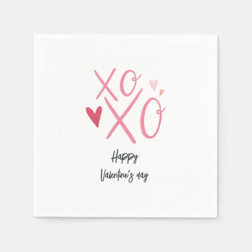 Pink XOXOHearts Happy Valentines Day  Napkins