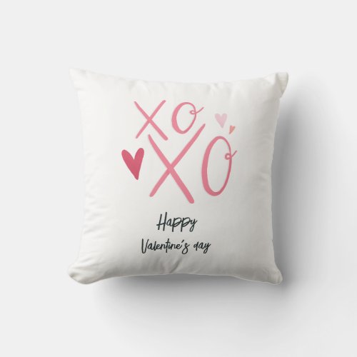 Pink XOXOHearts Happy Valentines Day  Throw Pillow