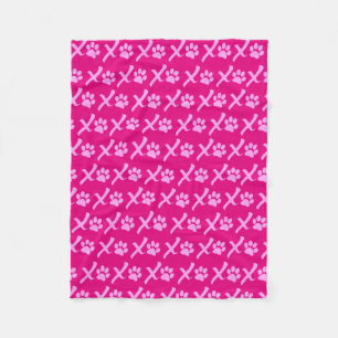 Pink XOXO Paw Print Blanket Great for Dogs