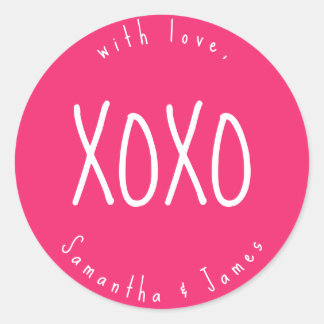 Pink XOXO Romantic Personalized Classic Round Sticker