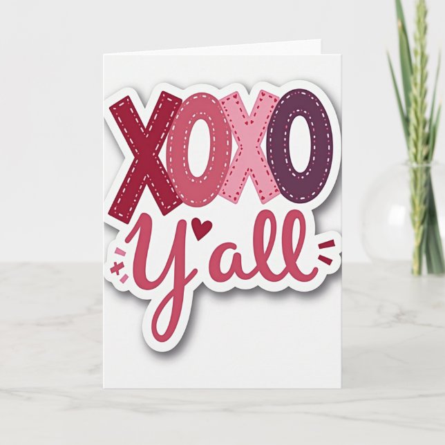 Pink Xoxo Yall Valentine Card (Front)