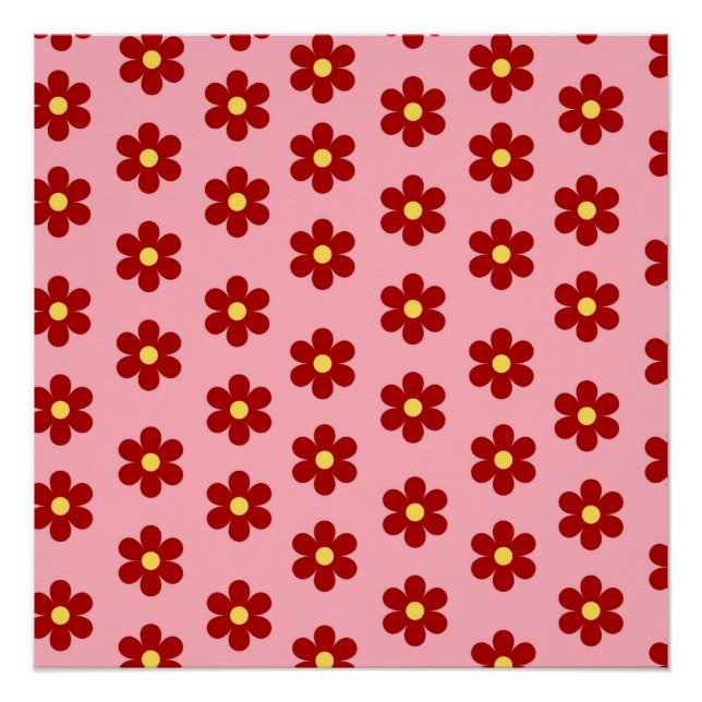 Pink Y2K Bold Wildflower Vibrant Spring Art Poster (Front)