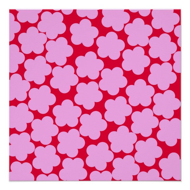 Pink Y2K Bold Wildflower Vibrant Spring Art Poster (Front)