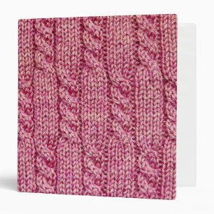 Pink Yarn Cabled Knit 3 Ring Binder