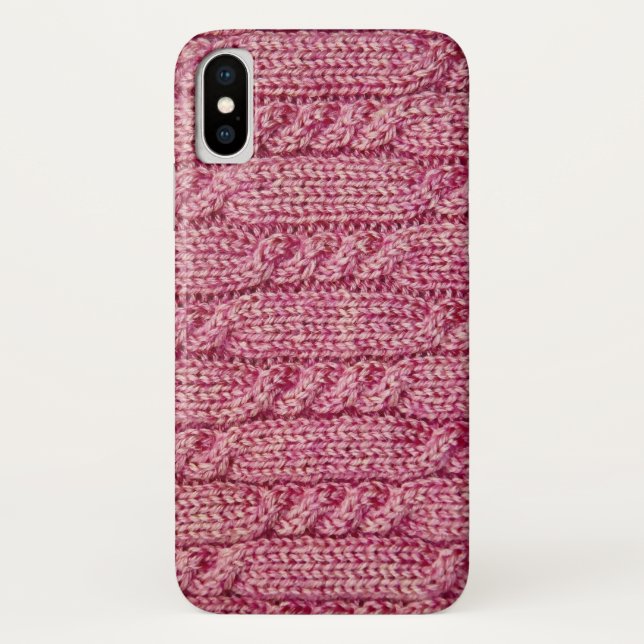 Pink Yarn Cabled Knit Case-Mate iPhone Case (Back)