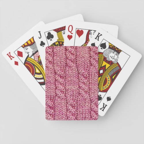 Pink Yarn Cabled Knit Playing Cards