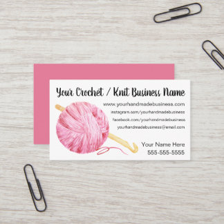 Pink Yarn Crochet Business Card