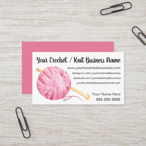 Pink Yarn Crochet Business Card