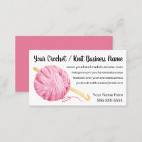 Gold knitting crochet yarn handmade kit pink business card