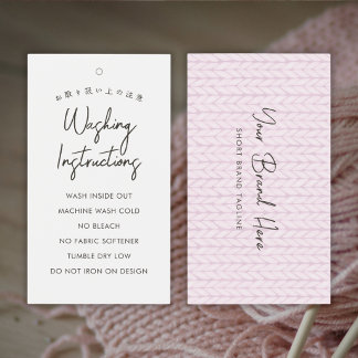 Pink Yarn Kinitting Washing Instructions Hang Tag