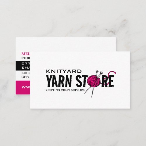 Pink Yarn Store Logo Knitting Store Yarn Store Business Card