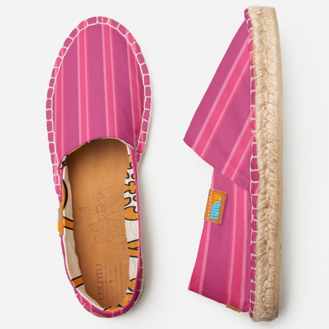 Pink Yarrow Colored Vertical Striped Slip-on Espadrilles (Side)