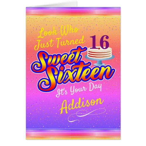 PINK  YEL Your Text Sweet 16 Sixteen Birthday