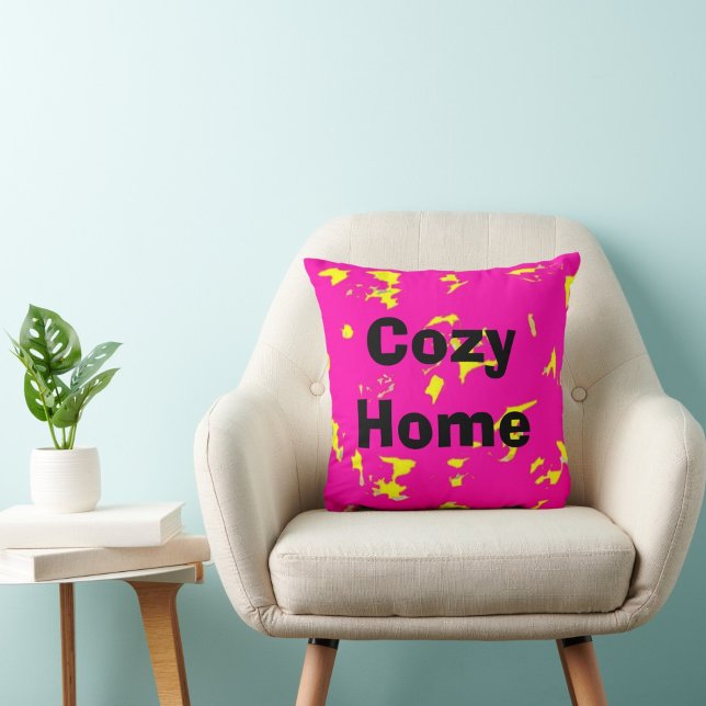 Pink yellow abstract pattern throw pillow (   Throw pillow elegant design)