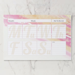 Pink Yellow Abstract Weekly Planner Calendar To Do Paper Pad