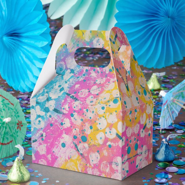 Pink, Yellow, and Blue Abstract Design Favor Boxes (Party)