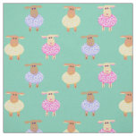 Pink yellow and blue lambs fabric