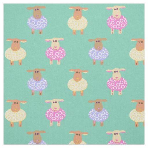 Pink yellow and blue lambs fabric