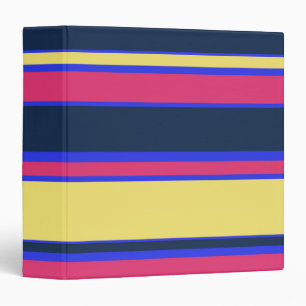 Pink, yellow and blue stripes 3 ring binder