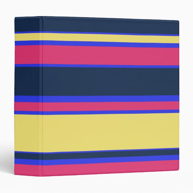 Pink, yellow and blue stripes 3 ring binder (Front/Spine)