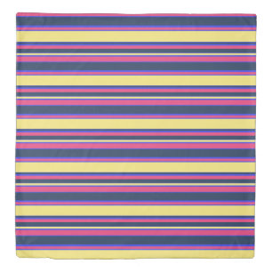 Pink, yellow and blue stripes duvet cover