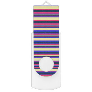 Pink, yellow and blue stripes flash drive
