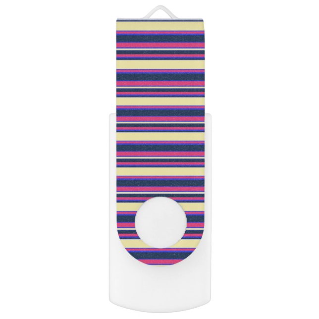 Pink, yellow and blue stripes flash drive (Back (Vertical))