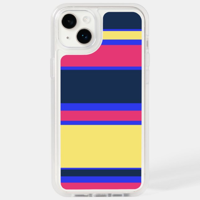 Pink, yellow and blue stripes otterbox iPhone case (Back)