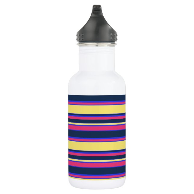 Pink, yellow and blue stripes stainless steel water bottle (Right)