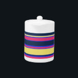 Pink, yellow and blue stripes teapot<br><div class="desc">Pink,  yellow and blue stripes</div>