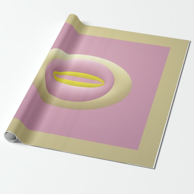 Pink yellow and cream nut shaped design wrapping paper (Unrolled)