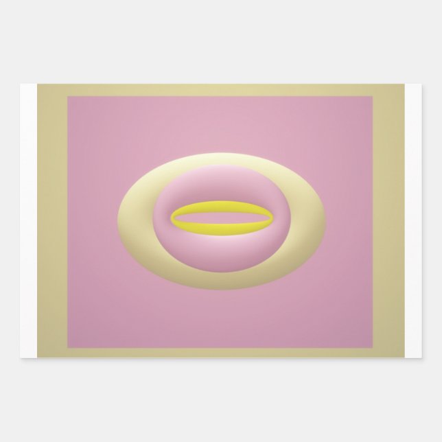 Pink yellow and cream nut shaped design wrapping paper sheets (Front)